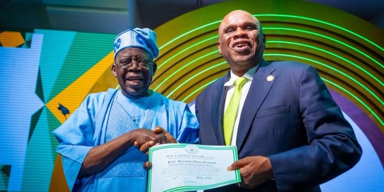 Tinubu confers GCON honours on outgoing AFREXIM chairman, Professor Benedict Oramah, for outstanding leadership 